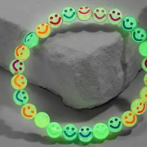 [셀러에이드]형광 야광 스마일 비즈팔찌 우정팔찌 커플 우정 친구 선물 스마일