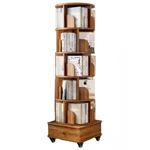 가정용 회전책장 원목 거실 책꽂이 이동식 서재 북타워 아이방 대용량