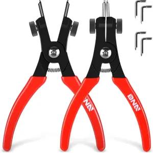 DNA 모터링 2pc 6.5 인 헤비 듀티 멀티 앵글 내부 외부 링 리무버 고정 스냅 플라이어 세트 케이스 포함