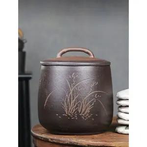 보이차보관함 차엽보관항아리 밀봉세라믹 보이차통 차보관함 다도용품 차