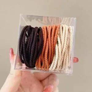 [에이치플러스몰]대용량 고무 머리끈 50P 모카베이지 헤어고무줄 기본 칼라 헤어끈