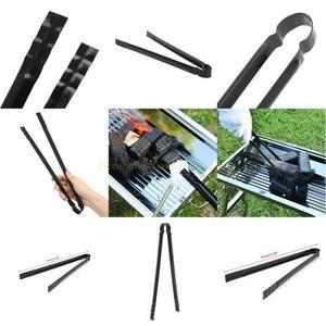 QX2E 바베큐 집게 금속 손잡이 그릴 도구 클립 캠핑 요리 야외 음식