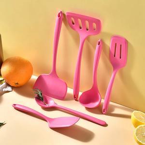 6PCS 붙지 않는 팬으로 핑크 요리 실리콘 주방기구 스푼 수프 주방용 주걱 도구