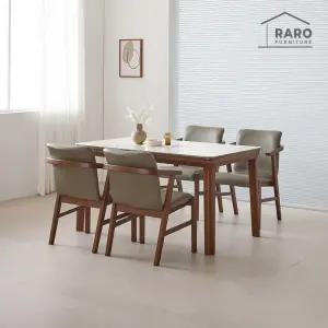 [/착불배송] 체스티 1400 연그레이 포세린 통 세라믹 4인 식탁 세트 (식탁+의