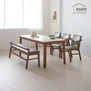 [/착불배송] 체스티 1900 연그레이 포세린 통 세라믹 6인 식탁 세트 (식탁+의