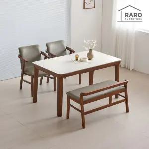 [/착불배송] 체스티 1400 연그레이 포세린 통 세라믹 4인 식탁 세트 (식탁+의