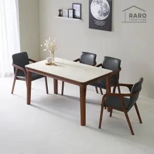 [/착불배송] 레티나 1400 연그레이 포세린 통 세라믹 4인 식탁 세트 (식탁+의