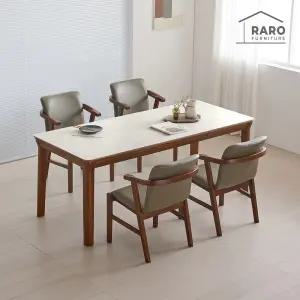 [/착불배송] 체스티 1900 연그레이 포세린 통 세라믹 6인 식탁 세트 (식탁+의