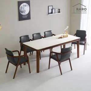 [/착불배송] 레티나 1900 연그레이 포세린 통 세라믹 6인 식탁 세트 (식탁+의