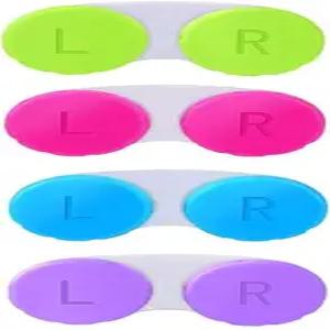 4팩 컬러 콘택트렌즈 케이스 박스 홀더 용기 담금 보관 키트