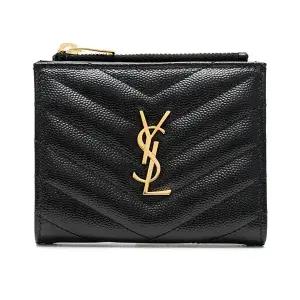 라프리마 [SAINT LAURENT]  모노그램 캐비어 반지갑 575879-BOW01-1000