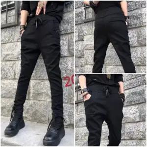 앵글 2026 봄 여성 신상 간절기 스판 허리 밴딩 여자 배기 면 고무줄 편한 롱 팬츠 블랙 검정 색 베기 9부 긴 바지