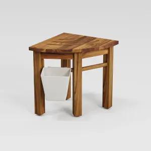 티크 코너 샤워 벤치 방수 욕실 수납 바구니로 다리를 면도할 수 있는 튼튼한 미끄럼 방지 목욕 풋 스툴