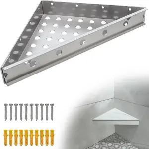 플로팅 코너 샤워 벤치 키트 맞춤 타일 시트 벽걸이 면도 발 받침대 리모델링 욕실 12 x12 x17 준비 프레임
