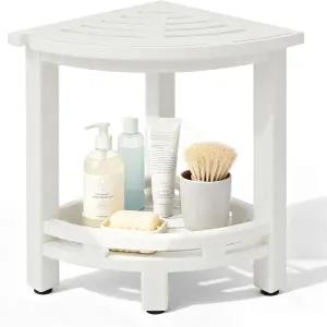 다리 면도용 HDPE 코너 샤워 스툴 욕실 수납 선반이 있는 방수 흰색