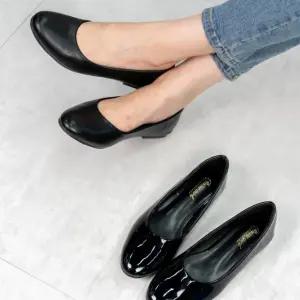 여자 데일리 베이직 라운드토 인조가죽 플랫슈즈