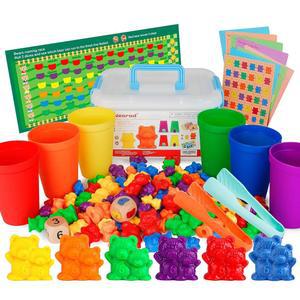 네오로드 카운팅 용기 학습 주사위 장난감 12개 카드 수학 활동 분류 색상 조작 보관 90개 포함 도구 2개 3개 스태킹 베어스