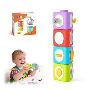 HUNKING 활동 감각적 선물 남아 장난감 큐브 크리스마스 스태킹 장난감 위한 블록 여아를 세트 몬테소리 2세용 여행