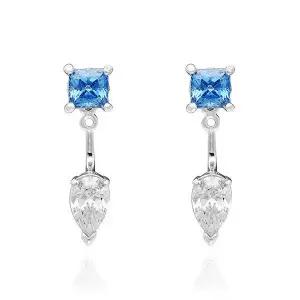 여성 블루 실버 Mesmera 재킷 귀걸이(5665767)