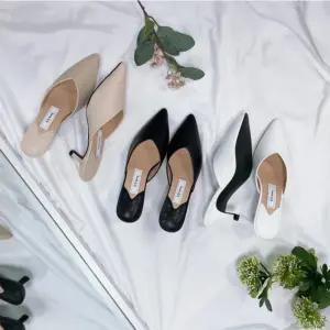 여자 데일리 오피스룩 포인티드 캣츠힐 뮬 슈즈