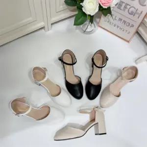 여자 라운드토 앵클스트랩 블록힐 메리제인 슈즈