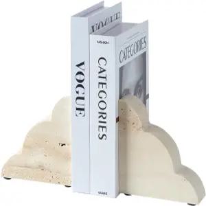 솔리드 마블 북엔드 2종 세트 - 책상과 책장을 위한 미끄럼 방지 베이스가 있는 헤비 듀티 독특한 오피스