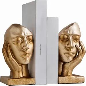 선반용 빈티지 씽커북 엔드 장식용 골드 북엔드 책상용 헤비 듀티 북 스토퍼 앤티크 홈 오피스 장식 미학