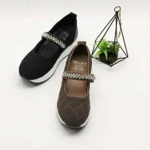 [하프클럽/다잇템]여성 큐빅 스트랩 일상용 코지 플랫슈즈