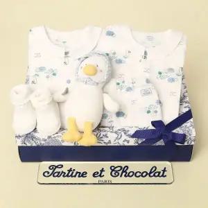 [롯데백화점]타티네쇼콜라 포레우주+상하복+도기애착인형+단말세트(출산50일백일선물세트)TNPMQX032W-194