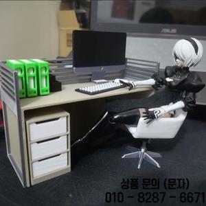 1/12 스케일 미니어처 사무실 장면 모델 세트   파일 캐비닛 컴퓨터 책상 및 의자 인형의 집 장식품 (가정