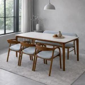 [인터데코]신혼 패밀리 추천 세라믹 6인용 식탁 (의자3+벤치1) TP1143 (착불)