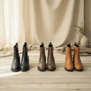 [옷자락]여성 가을 겨울 데일리 앵클 부츠 버클 디테일 플랫