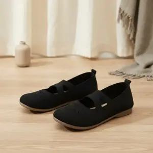 [옷자락]여성 통기성 니트 크로스 스트랩 메리제인 플랫슈즈