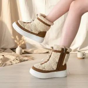 [옷자락]여성 인조가죽 퍼 부츠 지퍼 레이스 앵클슈즈