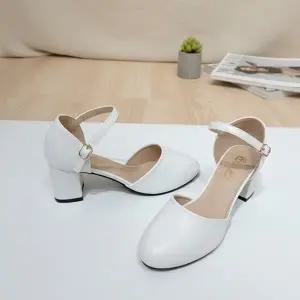 [옷자락]여성 라운드토 앵클 스트랩 블록힐 메리제인 슈즈