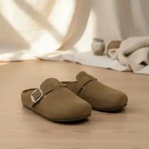 [옷자락]여성 스웨이드 버클 뮬 슬립온 데일리 편안 슈즈