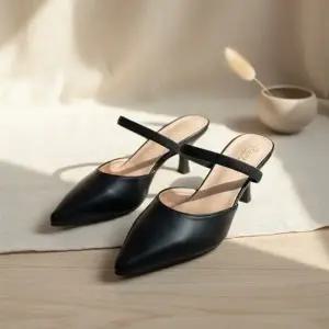 [옷자락]여성 미들굽 오피스 하객용 뮬신발