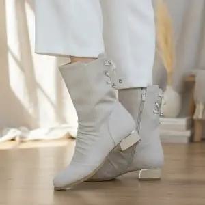 [옷자락]여성 사이드지퍼 로우힐 앵클부츠