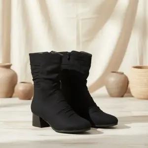 [옷자락]여성용 미니 앵클 부츠 일상용 블록 힐 숏 부츠
