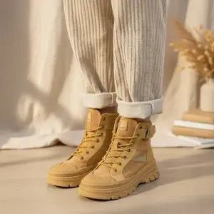 [옷자락]여성 청키솔 사이드지퍼 레이스업 방한 부츠