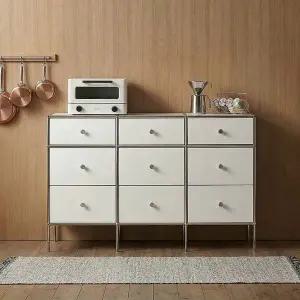 [하우위즈]플로이 1200 9칸 미드센츄리 높은 거실장 수납 서랍장