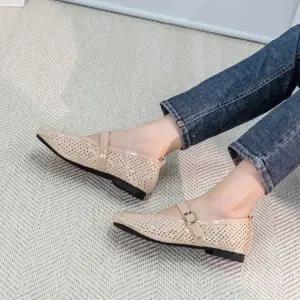 [다잇템] 여성 봄여름 통풍성 평평한 망사 스트랩 슈즈