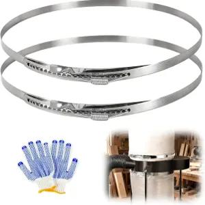 장갑이 달린 집진기용 조절 가능한 밴드 클램프 2개 - 18~19인치 집진 백 스테인리스 스틸 호스 및 집진기