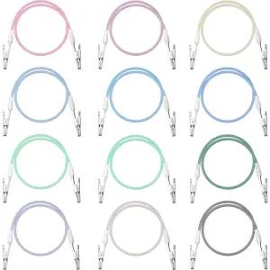 파텔라이 12개 실리콘 치과용 턱받이 클립 컬러 냅킨 노인 환자용 랜야드가 있는 체인 목걸이 여행(라이트
