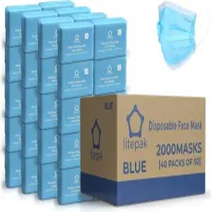 일회용 마스크 2 000개 - 통기성 3종 파란색(50팩 40개)