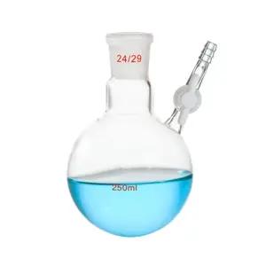 데스켐 250ml 24/29 유리 반응 플라스크(PTFE 스톱콕 실험실 반응기 용기 포함)