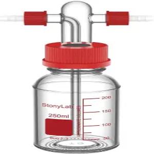 스토니랩 세척 병 GL45 나사산 PP 캡과 실리콘 씰이 있는 붕규산염 유리 실험실 보관 및 조제용 8mm OD