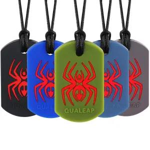 용 엑스트라 터프 스파이더 센스 츄 목걸이 (5팩) - 씹는 이빨 티에터 장난감 것 자폐성 (중간 및 공격적