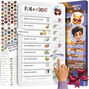 를 위한 집안일 차트 - 체크리스트 및 스티커가 있는 일일 루틴 마그네틱 안무 자폐 을 보드 시각적 일정