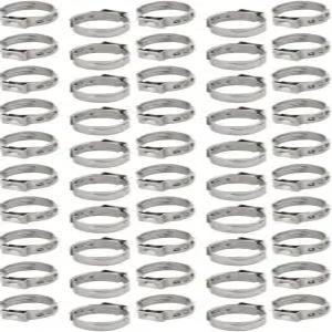 uxcell 12.8mm-15.3mm 304 스테인리스 스틸 조절식 튜브 호스 클램프 실버 톤 50개